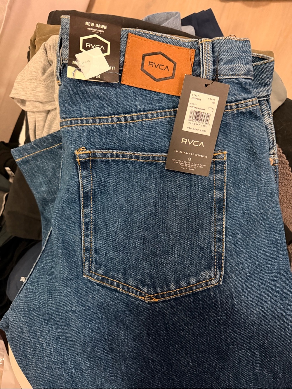 RVCA Men's Classic Blue Relaxed Denim Jeans